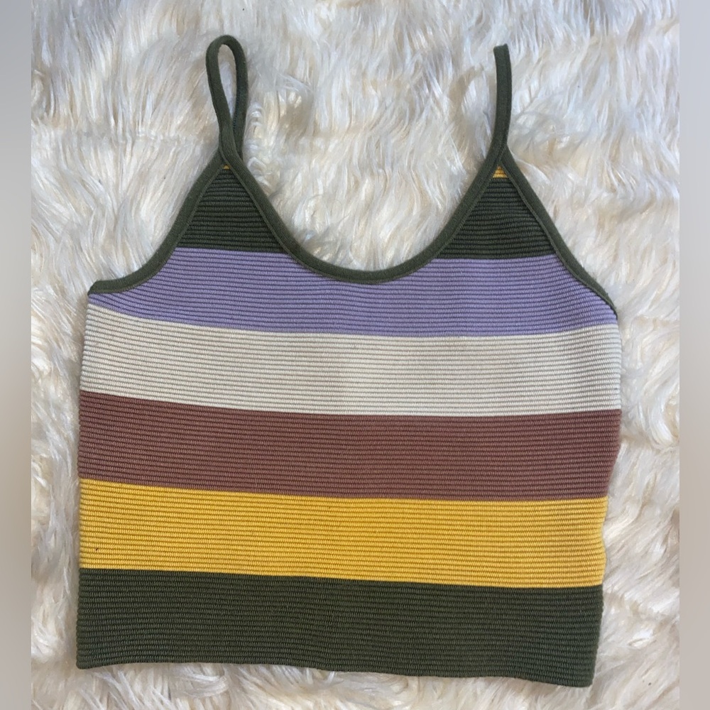 Small Boutique Autumn Colored Striped Dreamers Tank Top